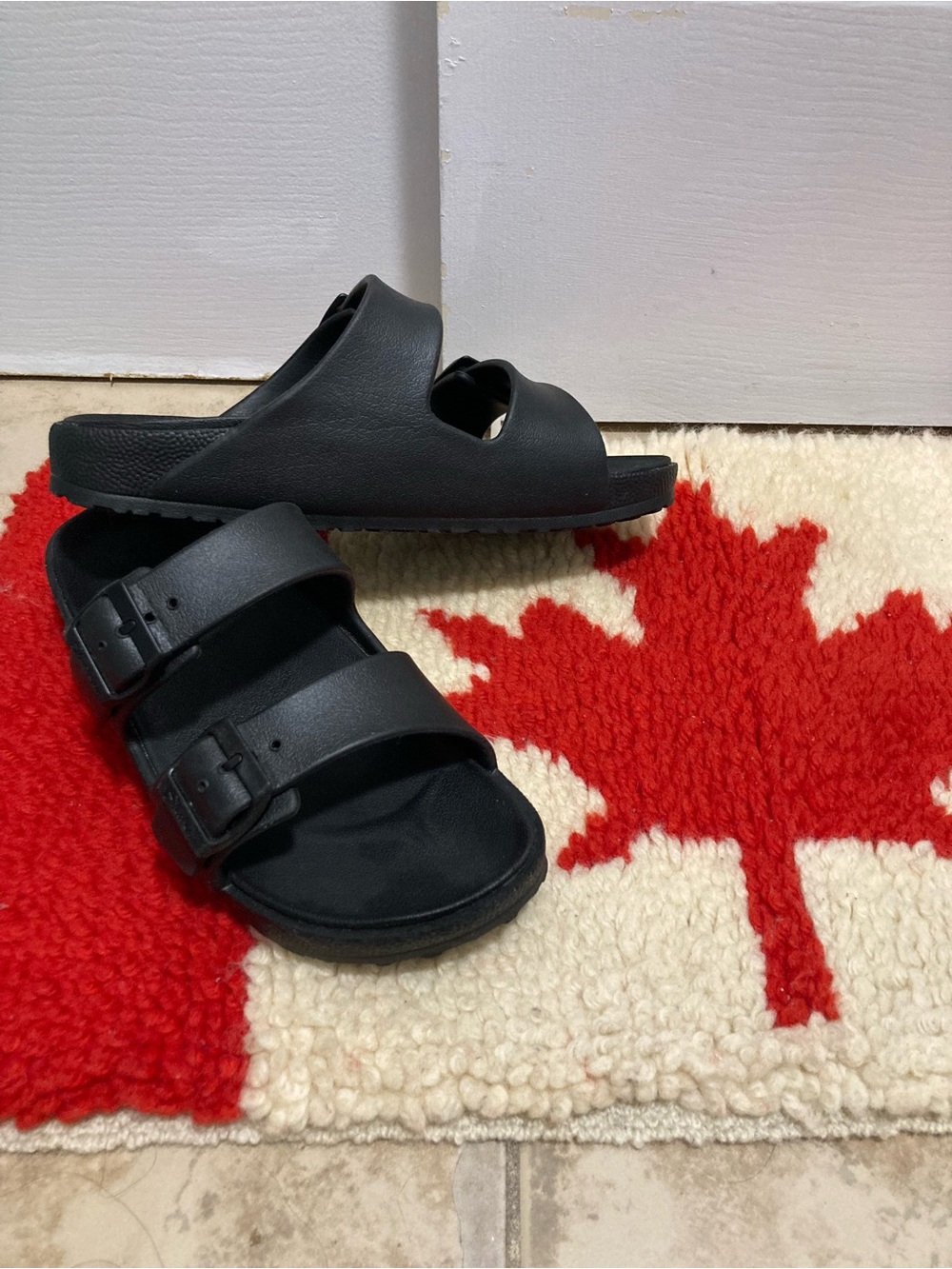Skechers Black Double Buckle Slide Sandals